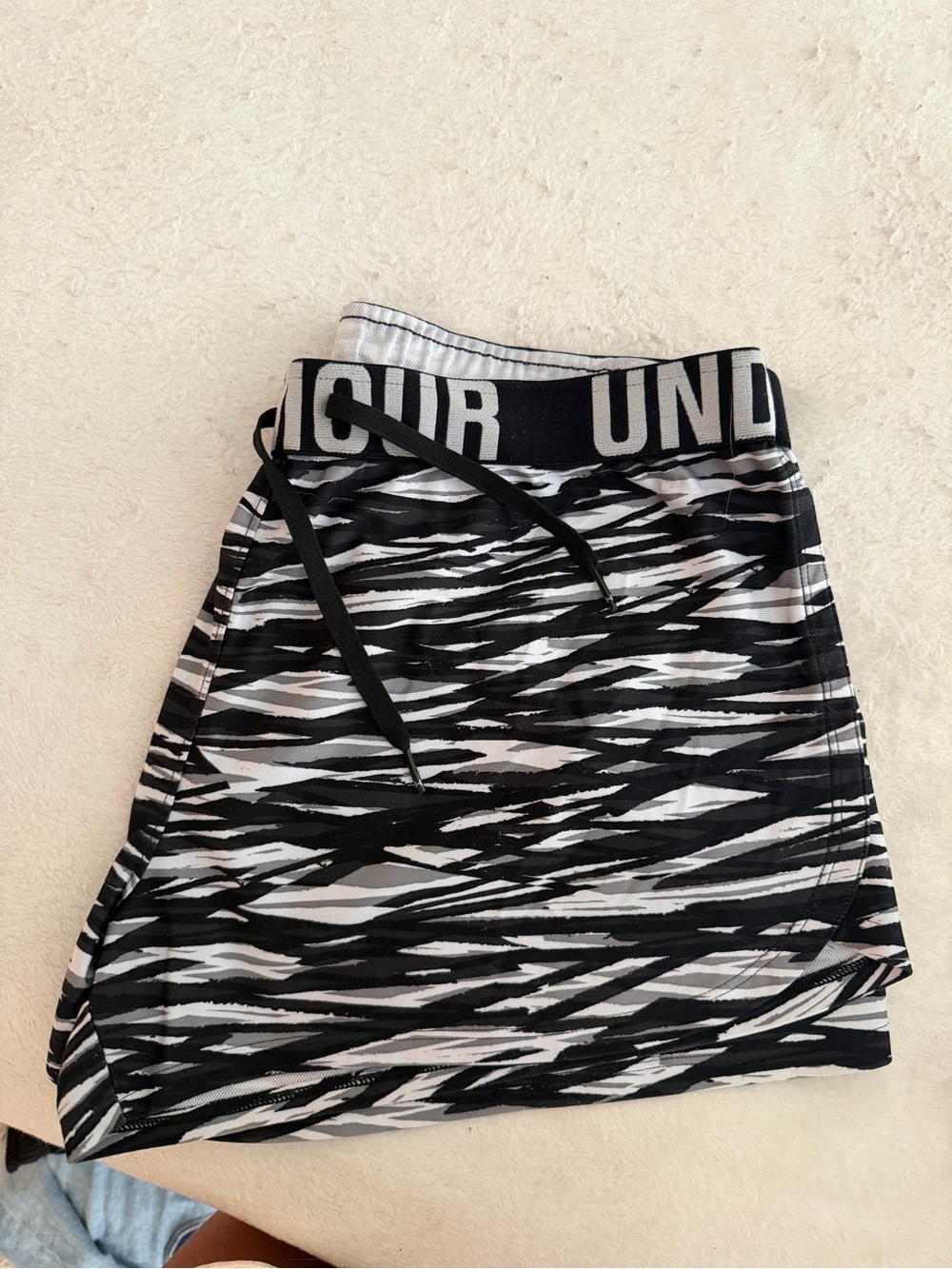 Under Armour Black & White Zebra-Print Athletic Shorts